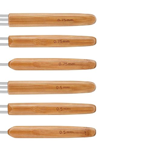 8Pcs Bamboo Handle Crochet Dreadlock Hook Needle Tool Braiding Hair