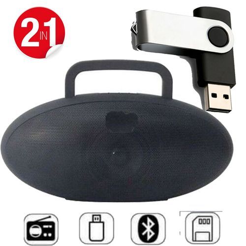 2 IN 1 Portable Bluetooth Speaker And 16GB Flash Disk-Black
