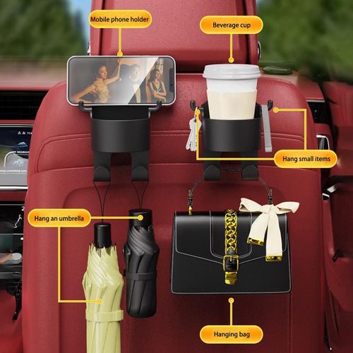 Universal Car Seat Cup Holder Headrest Hook Hanger Storage Organizer Rear Seat Holder For Handbag Fit Vehicle Car Accessories