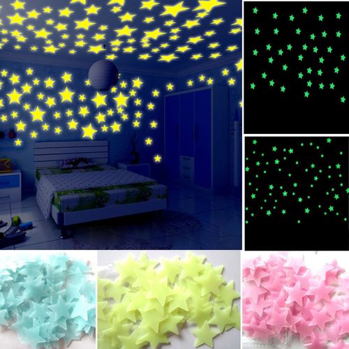 100Pcs Gorgeous Night-Luminous Fluorescent Glow Stars