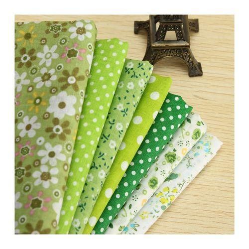 Green Series 7 Assorted Pre Cut Cotton Quilt Fabric Quarters Set 19.7