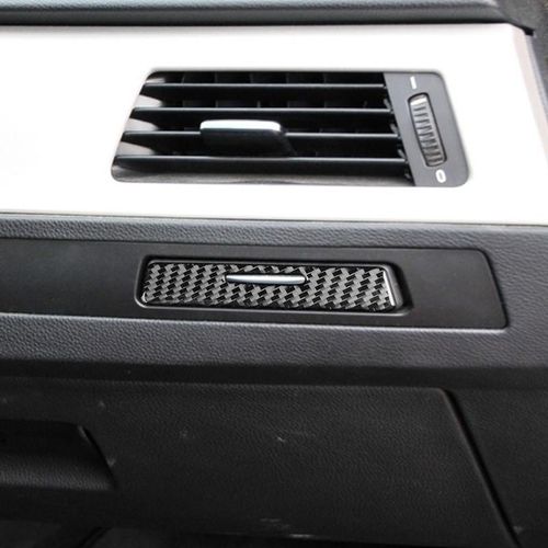 Carbon Fiber Co-Pilot Water Cup Holder Panel Decoration Cover Trim For Bmw E90 3 Series 2005-2012
