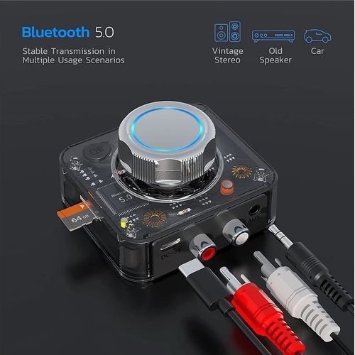 Bluetooth 5.0 Wireless Transmitter Receiver Adapter, RCA TF Card, 3.5mm AUX Jack