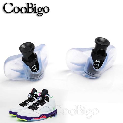 10pairs Lace Locks Toggle Clip Spring Sper Cord Lock Black For Air Jordan 5 Replacement Sneaker Shoelaces Accessories Plastic
