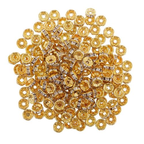 Pack Of 200 Rhinestone Rondelle Spacer Beads Bracelet Jewelry Findings