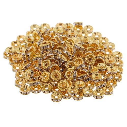 Pack Of 200 Rhinestone Rondelle Spacer Beads Bracelet Jewelry Findings