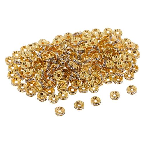 Pack Of 200 Rhinestone Rondelle Spacer Beads Bracelet Jewelry Findings