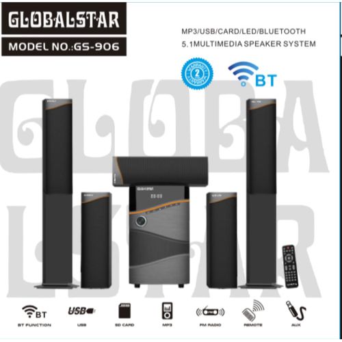 Global Star Bluetooth Speaker Home Speaker GS-906 5.1 Home Multispeaker System (1 YR WRNTY)