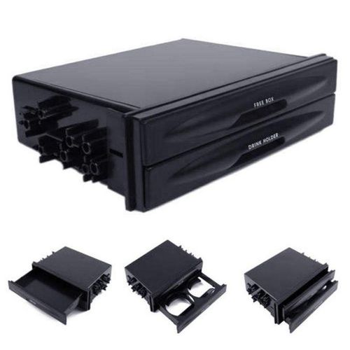 Car Double Din Dash Trim Radio Pocket Drink Cup Holder Storage Box Container