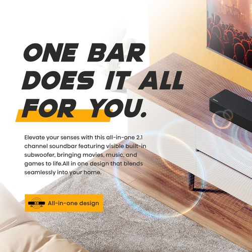 Hisense 2.1 CH 240W All In One Soundbar HS2000 - DTS Virtual X, Built In Subwoofer, HDMI ARC, Bluetooth  3Yrs Warranty