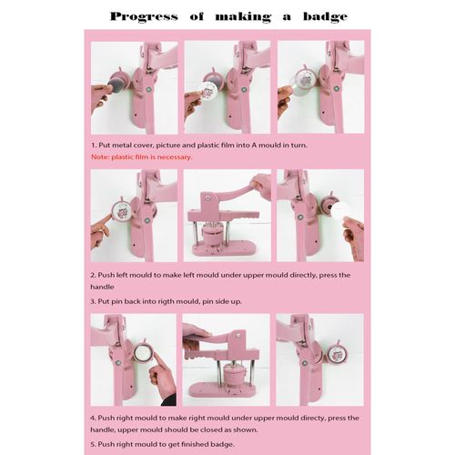 Button Maker Machine Handmade Round Badge Punch Pink 58mm