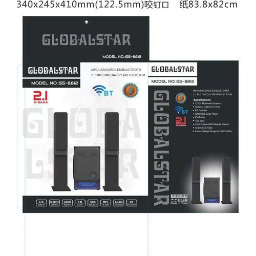Global Star Bluetooth Speaker Home Speaker GS-8812 2.1 Home Multispeaker System (1 YR WRNTY)