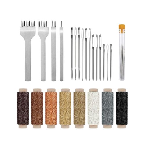 24Pcs Leather Craft Kit Carving Hand Stitching Making Tool Work Saddle