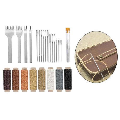 24Pcs Leather Craft Kit Carving Hand Stitching Making Tool Work Saddle