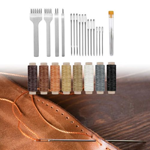24Pcs Leather Craft Kit Carving Hand Stitching Making Tool Work Saddle