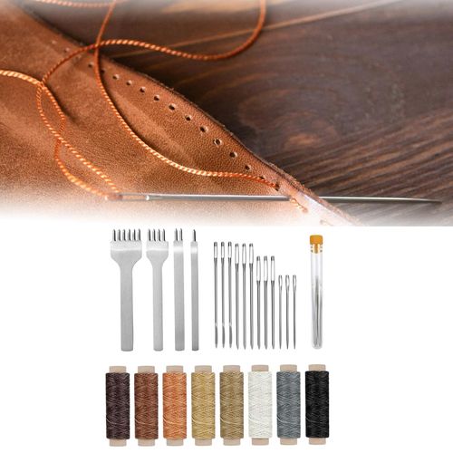 24Pcs Leather Craft Kit Carving Hand Stitching Making Tool Work Saddle