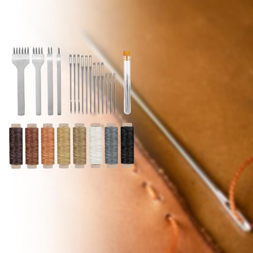 24Pcs Leather Craft Kit Carving Hand Stitching Making Tool Work Saddle