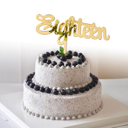 1Pcs Happy Birthday 18th Eighteen Acrylic Cake Topper Silver Gold Party Supplies Gold
