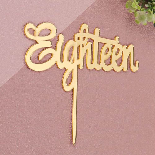 1Pcs Happy Birthday 18th Eighteen Acrylic Cake Topper Silver Gold Party Supplies Gold