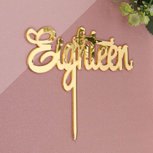 1Pcs Happy Birthday 18th Eighteen Acrylic Cake Topper Silver Gold Party Supplies Gold
