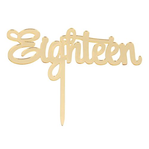 1Pcs Happy Birthday 18th Eighteen Acrylic Cake Topper Silver Gold Party Supplies Gold