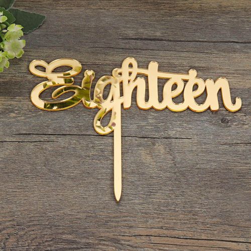 1Pcs Happy Birthday 18th Eighteen Acrylic Cake Topper Silver Gold Party Supplies Gold