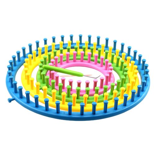 Set of 4 Circle Looms Knitting Kit with Hook    DIY
