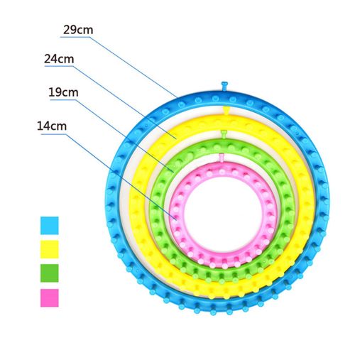 Set of 4 Circle Looms Knitting Kit with Hook    DIY