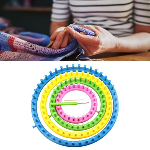 Set of 4 Circle Looms Knitting Kit with Hook    DIY