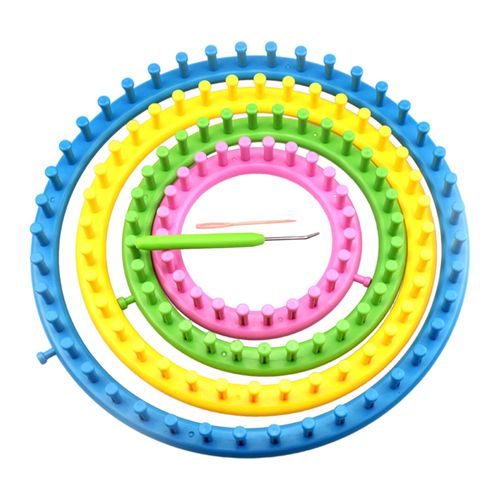 Set of 4 Circle Looms Knitting Kit with Hook    DIY