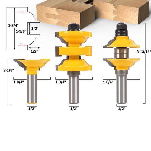 3Pcs Ogee Rail & Stile Raised Panel Cabinet Door Router Bit Set 1/2''