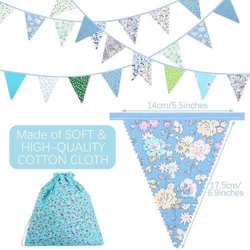 40 Feet Fabric Bunting Banner Vintage Bunting Flag for