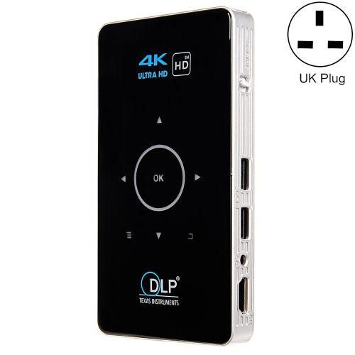 C6 1G8G Android System Intelligent DLP HD Mini Projector Portable Home Mobile Phone Projector: UK Plug Black