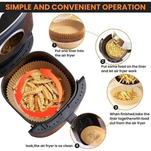 Squre Air Fryer Disposable Paper Liner, Air Fryer Natural Parchment Paper Non-Stick Air Fryer Liners Cooking Paper for Air Fryer for Baking Roasting Microwave Frying Pan 50pcs