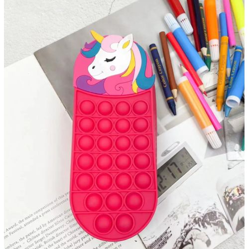 Silicone Pop-it Pencil Case, Zipper Pencil Bag - Multicolour