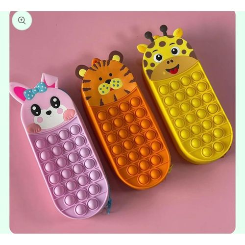 Silicone Pop-it Pencil Case, Zipper Pencil Bag - Multicolour