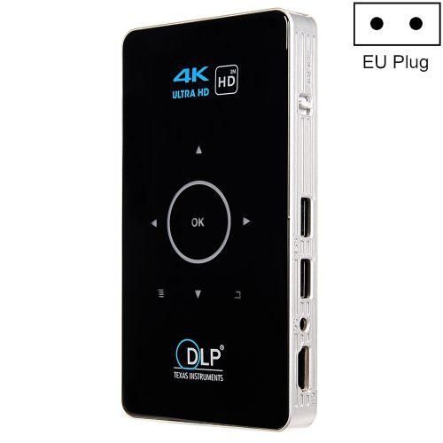 C6 2G16G Android Smart DLP HD Projector Mini Wireless Projector: EU Plug Black