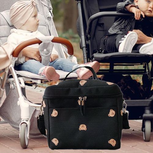 Baby Diaper Bag Stylish Canvas Portable Baby  Black