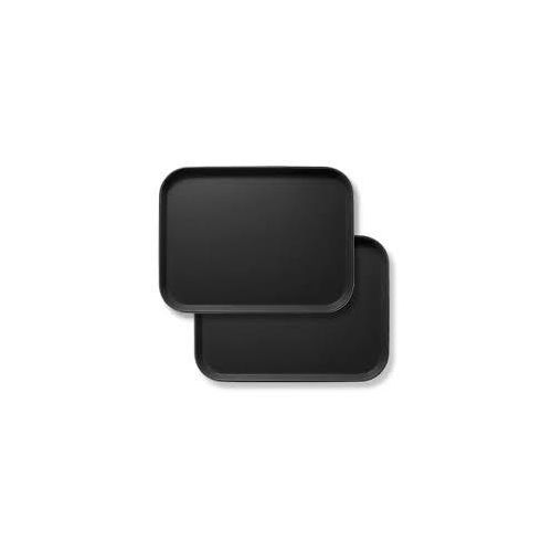3 Piece Non Slide Rubber Serving Trays-Black