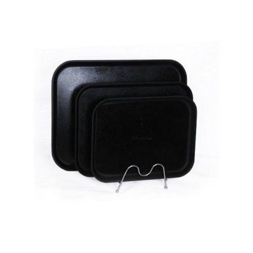 3 Piece Non Slide Rubber Serving Trays-Black