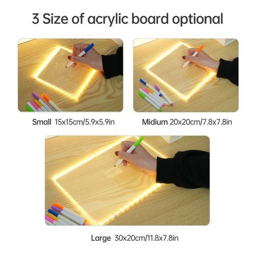 Acrylic Dry Erase Board With Light 20x20cm Writing Board