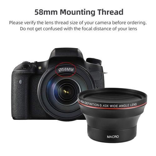 58mm Camera Lens Kit With 0.43X Wide Angle Lens  Macro