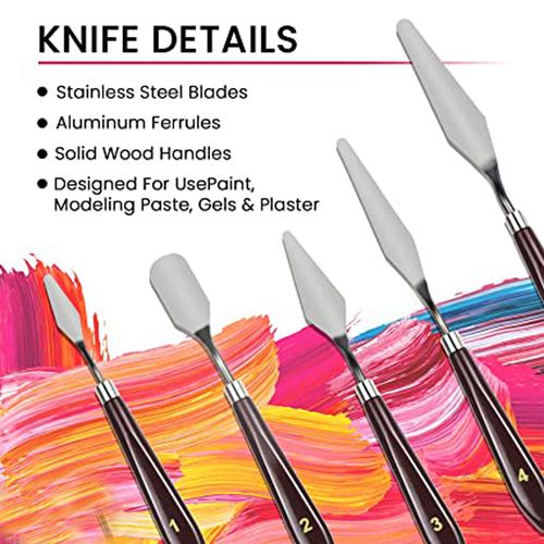 5 Pcs Painting Mixing Scraper, Stainless Steel Palette Color Mixing