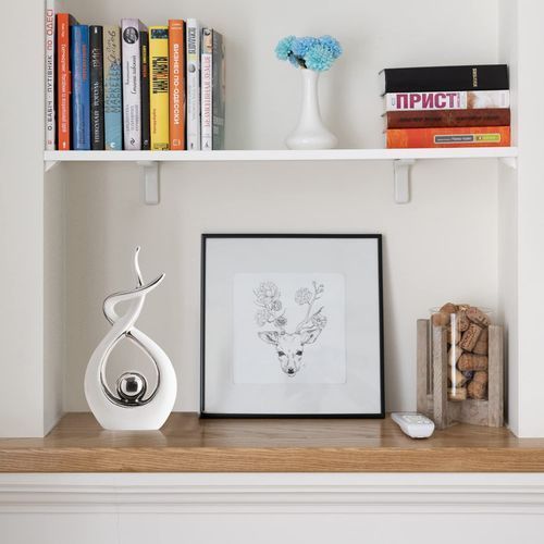Home Decor Modern Abstract Art Ceramic - White, Silver