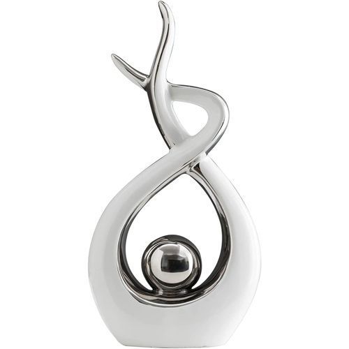Home Decor Modern Abstract Art Ceramic - White, Silver