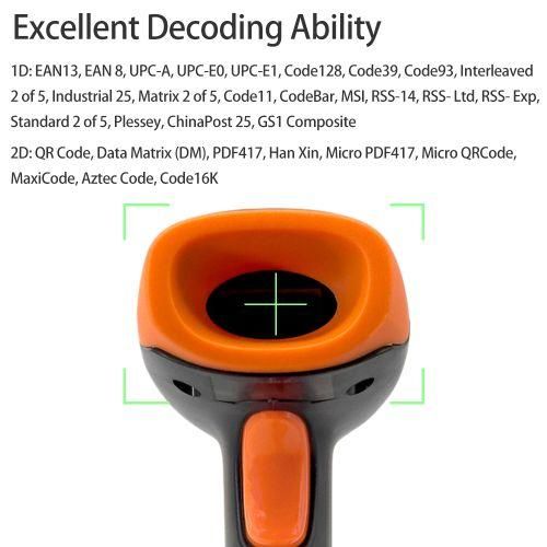 Handheld 1D2DQR Barcode Scanner BT2.4G Wireless USB