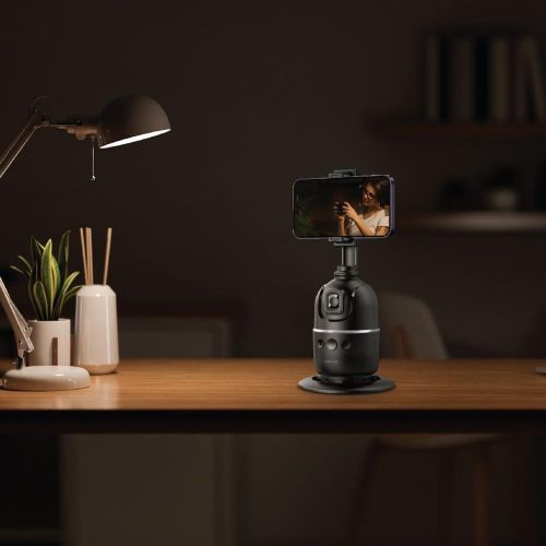 Green Lion AutoTrack Gimbal, 1200mAh Battery capacity, 4H Working time, 1-4M Optimal Range, 180° Dual Shooting, RGB Colored Light, Gesture Detection, Face Tracking, Stabilization, 3W Power - Black