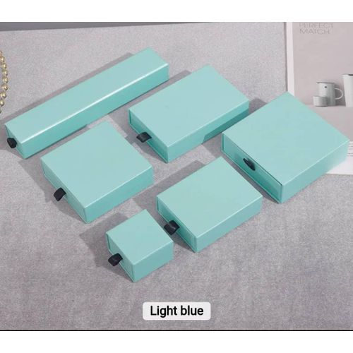 Jewellery Packaging Boxes Jewelry White Drawer Paper Box Gift Sliding- Turquoise
