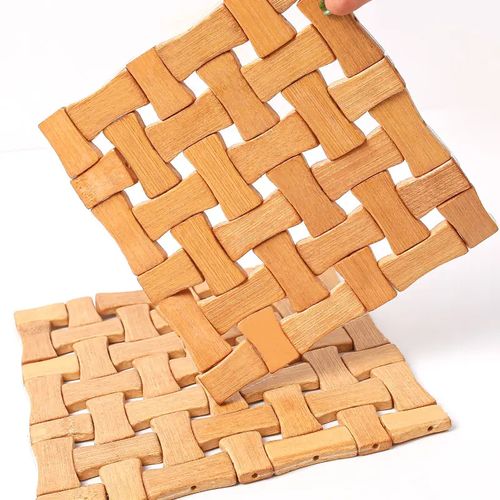 Tea Coffee Cup Pad Placemats Tray Decor Bamboo Coasters Durable Heat Resistant Square Drink Mat