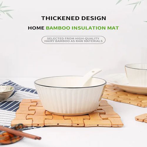 Tea Coffee Cup Pad Placemats Tray Decor Bamboo Coasters Durable Heat Resistant Square Drink Mat